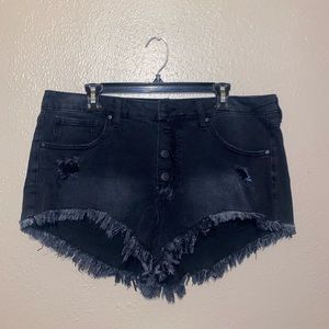 Celebrity Pink Distressed Denim Shorts, Black, size 17